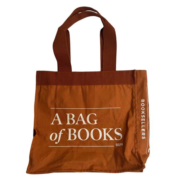BARNES AND NOBLE Re-Wrap Collab Bag of Books Rust Brown Orange Tote Bag - Picture 1 of 13